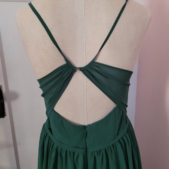 Azazie Bridesmaid Dress A-Line Pleated Eucalyptus Green Size L - Picture 12 of 12